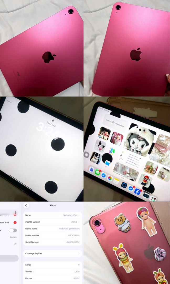 iPad 10th Gen (256GB WIFI) (Category: iPad) located in Taguig. Submitted by 04.nmm (Listing ID 1465835812, Image 3). Description: selling my iPad 10th Gen 256GB (Pink) 💗 no history of repair 💗 has minor scratches and dents from case Inclusion: Unit & Case only Can’t find the box 😢 Slightly nego for sure buyer Rfs: Barely used, no longer needed. Dm for more pics Unli check upon meet up (taguig area).