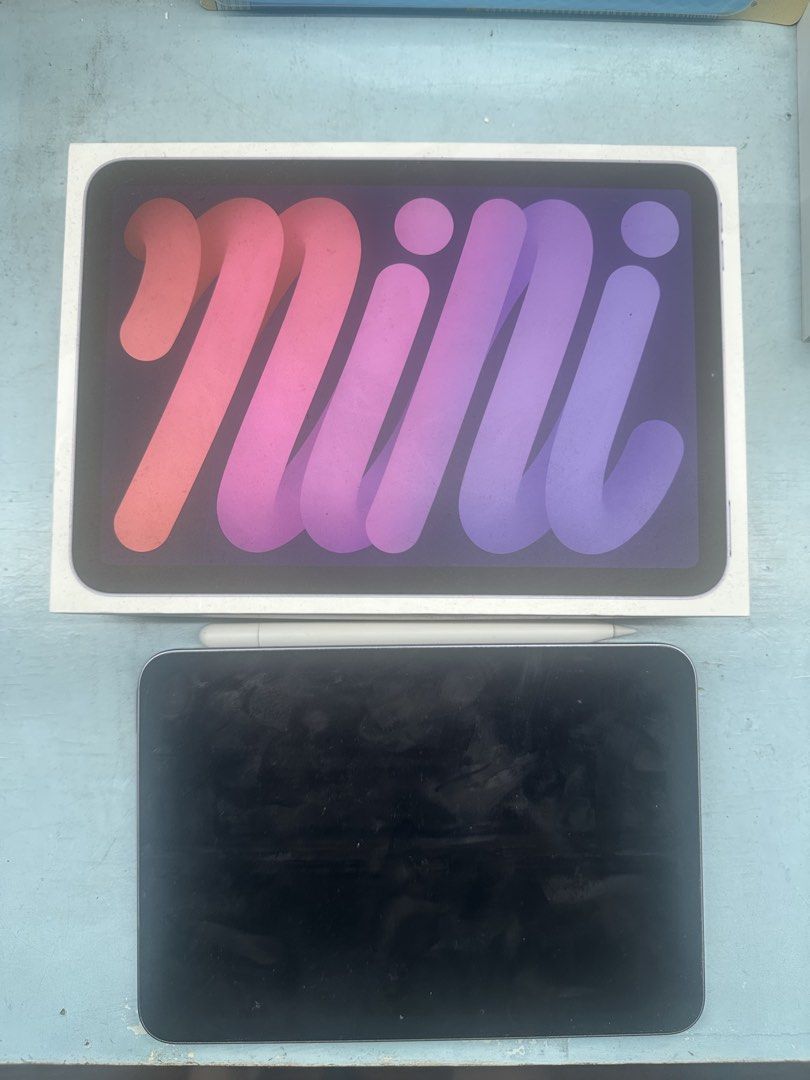 iPad Mini 6 256GB Purple (Category: iPad) located in Quezon City. Submitted by neil55 (Listing ID 1465889993, Image 1). Description: iPad Mini 6 256GB Purple -Comes with a USB-C Apple Pencil (original) -Comes with a 2M USB-C braided charging cable (original from Apple) -Comes with original box and papers Clean screen, good battery life, minimal imperfections. Can send images upon request! PM for offers :).
