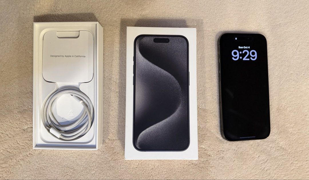 iphone 15 pro (Category: iPhone 15 Series) located in Bacolod City. Submitted by bellabianca_closet (Listing ID 1465946744, Image 1). Description: - Model: Apple iPhone 15 Pro (128GB) - Color: Black Titanium - Condition: used with few hairline scratches - Network: Unlocked by Smart - Battery Health: 83% - Inclusions: Original box and USB-C charging cable - Meetup Location: Bacolod or San Carlos (per sched) - Payment first before delivery, SF shou