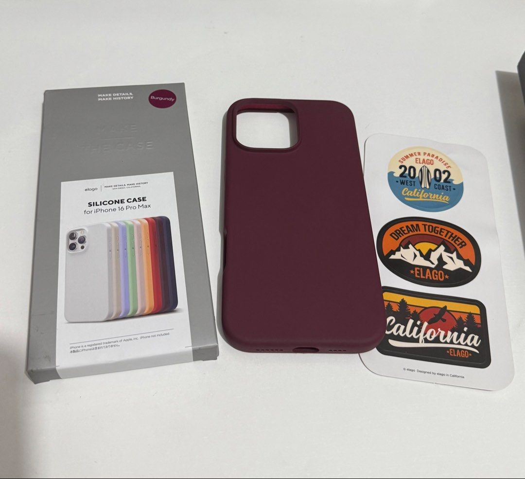 Iphone 16 pro max Case - set (Category: Cases & Sleeves) located in Manila. Submitted by ririjeon (Listing ID 1465887768, Image 2). Description: Elago Case - Burgundy Casetify.