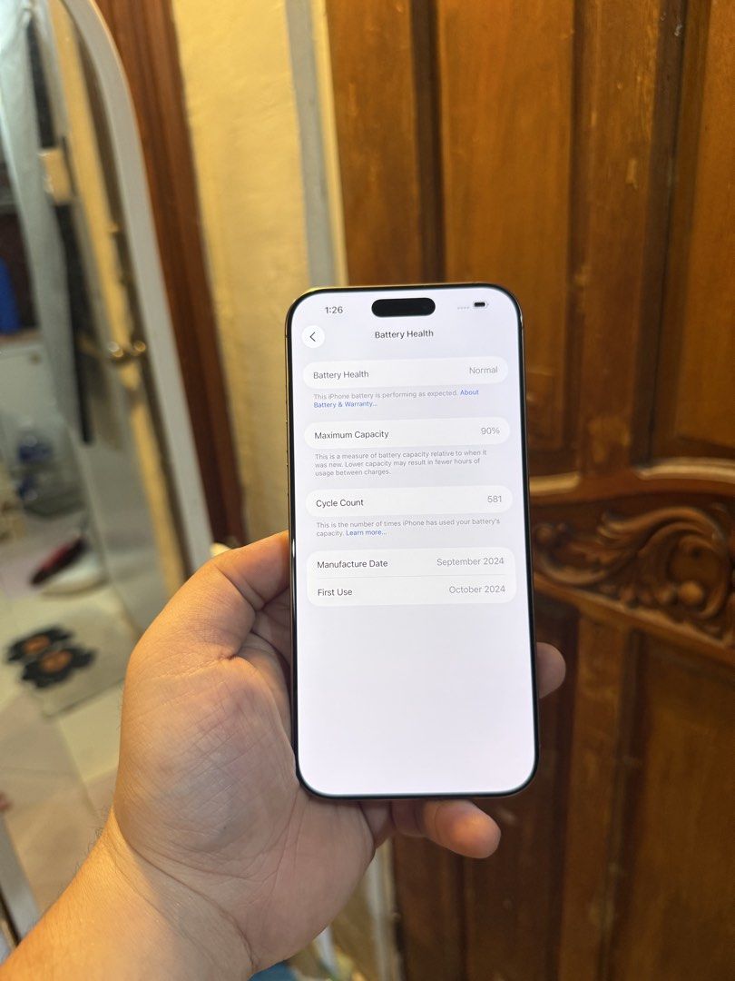 IPHONE 16 PROMAX 256GB DESERT TITANIUM (Category: iPhone 16 Series) located in Quezon City. Submitted by zairiusd (Listing ID 1462836384, Image 3). Description: FOR SALE/SWAP‼️ 46,500PESOS ONLY IPHONE 16 PROMAX WHITE TITANIUM 256GB 90% BATTERY HEALTH ORIGINAL 581 CC ONLY ZP/A LOCAL VARIANT NTC APPROVED OPENLINE/ ANYSIM TRUTONE FACE ID WORKING MAKINIS PWEDE SA MAARATE UNLI RESET UNLI CHECK NO HISTORY OF REPAIR INCLUSION: UNIT ORIGINAL CORD ORIGINA