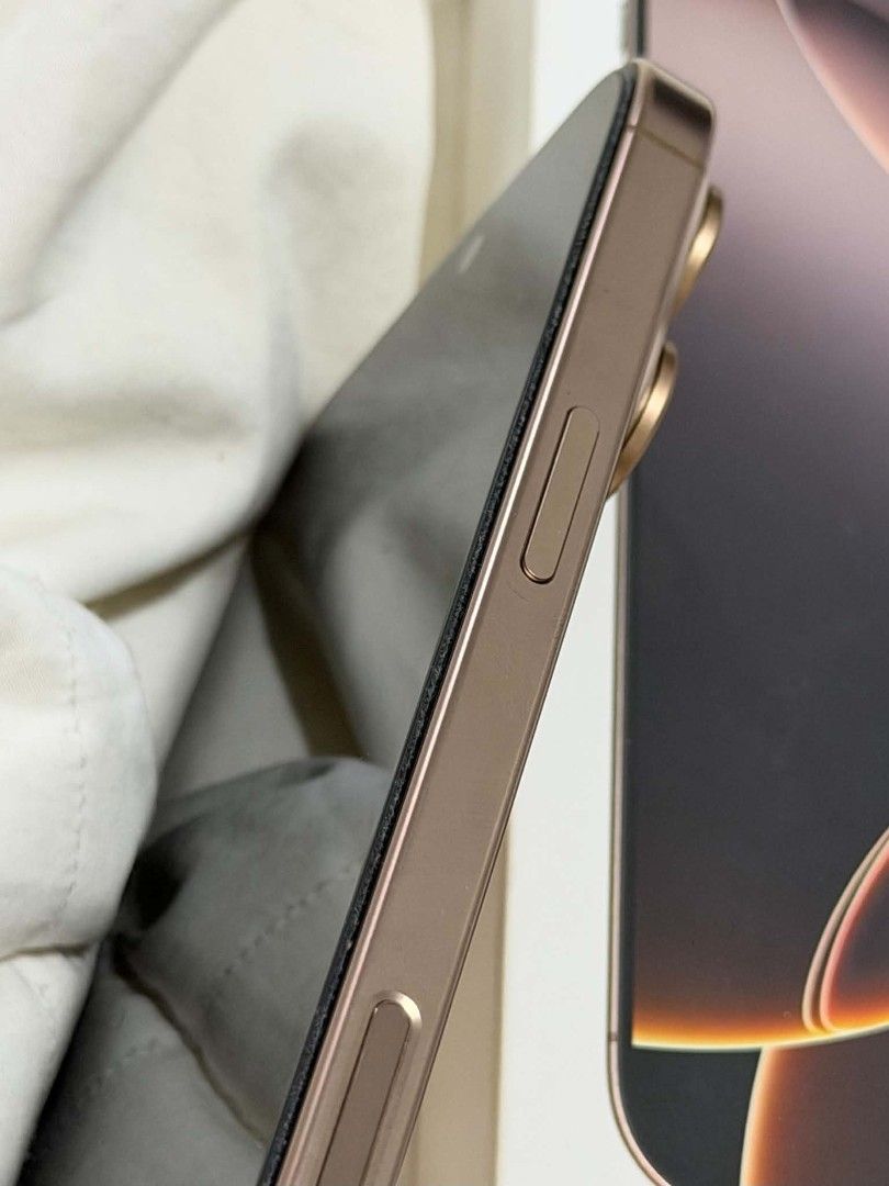 iPhone 16 ProMax 512GB (Category: iPhone 16 Series) located in Tacloban City. Submitted by leiyo2 (Listing ID 1465806666, Image 2). Description: iPhone 16 Pro Max 512GB Desert Titanium — ₱60,000 negotiable 95% Battery Health | 437 Cycles 9/10 Very good condition No major dents/scratches Tempered Glass since Day 1 including Lenses Complete set with box & original cable (with signs of usage) No repair history / all functions working Factory locked 