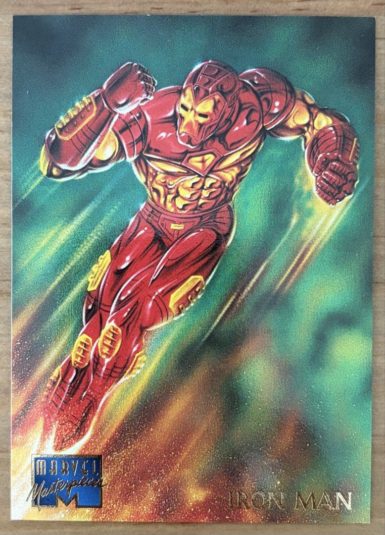 Iron Man | Marvel Cards ~ Marvel Masterpieces '95 (54) (Category: Raw Singles) located in Makati City. Submitted by cardlab (Listing ID 1465773007, Image 1). Description: Items are 💯 authentic/original/legit. About The Card: • 1995 Fleer • Card No. 54 • Marvel Masterpieces FOR: • Cards ₱99 and below with Card Sleeves • Cards ₱100 and up with Used Toploader • ₱10 for Bnew Tops Packaging (If Shipping): ✔️ Plastic cover ✔️ Cardboard ✔️ Bubble wrap 