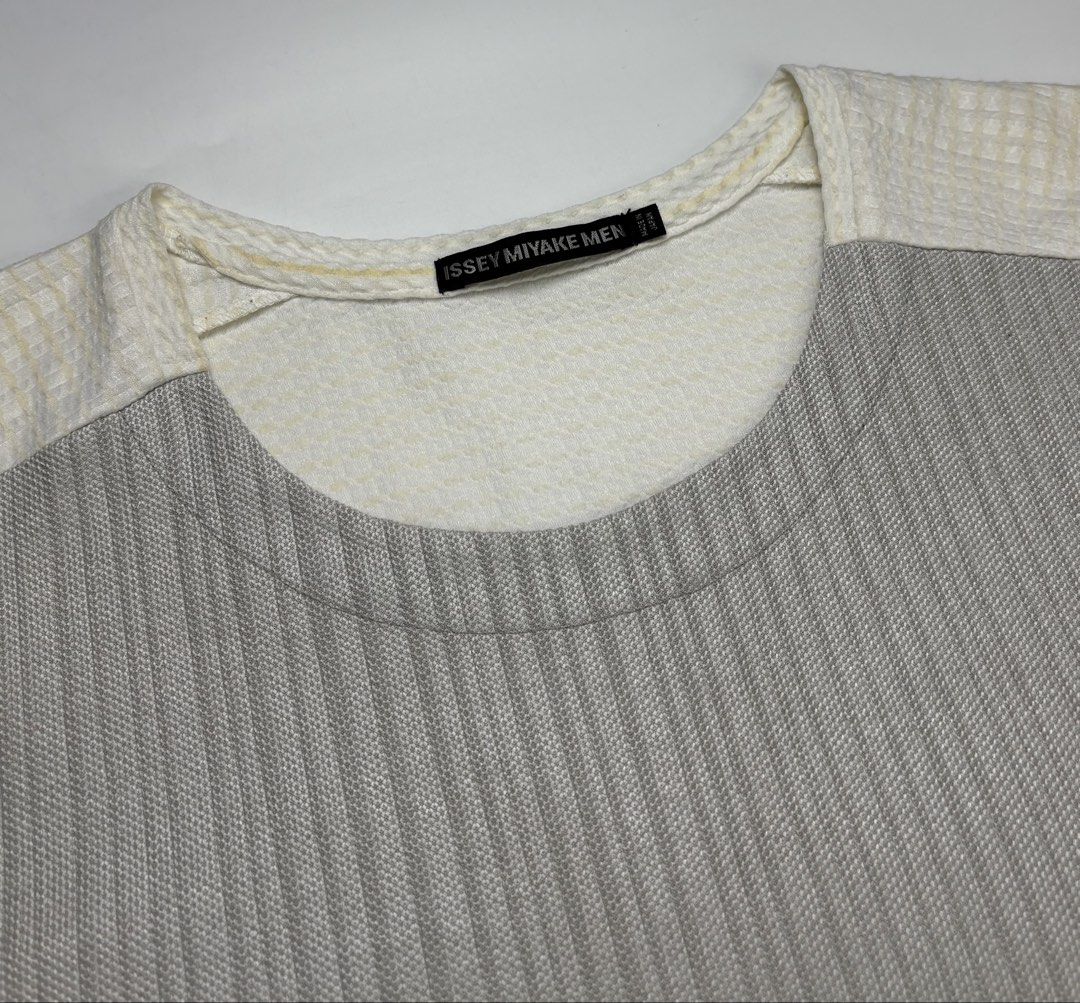 Issey Miyake Men Waffle Tee (Category: Tshirts & Polo Shirts ) located in Cavite. Submitted by sc_rcity (Listing ID 1465770020, Image 2). Description: Tagged Size : 3 JP Authentic Like New Sign of Wear Needs a bit of cleaning Made in Japan No Inclusion Measurements: in inches ( approx. ) Width 22.5 Length 28 Shoulder 20.5 Sleeve 8.5.