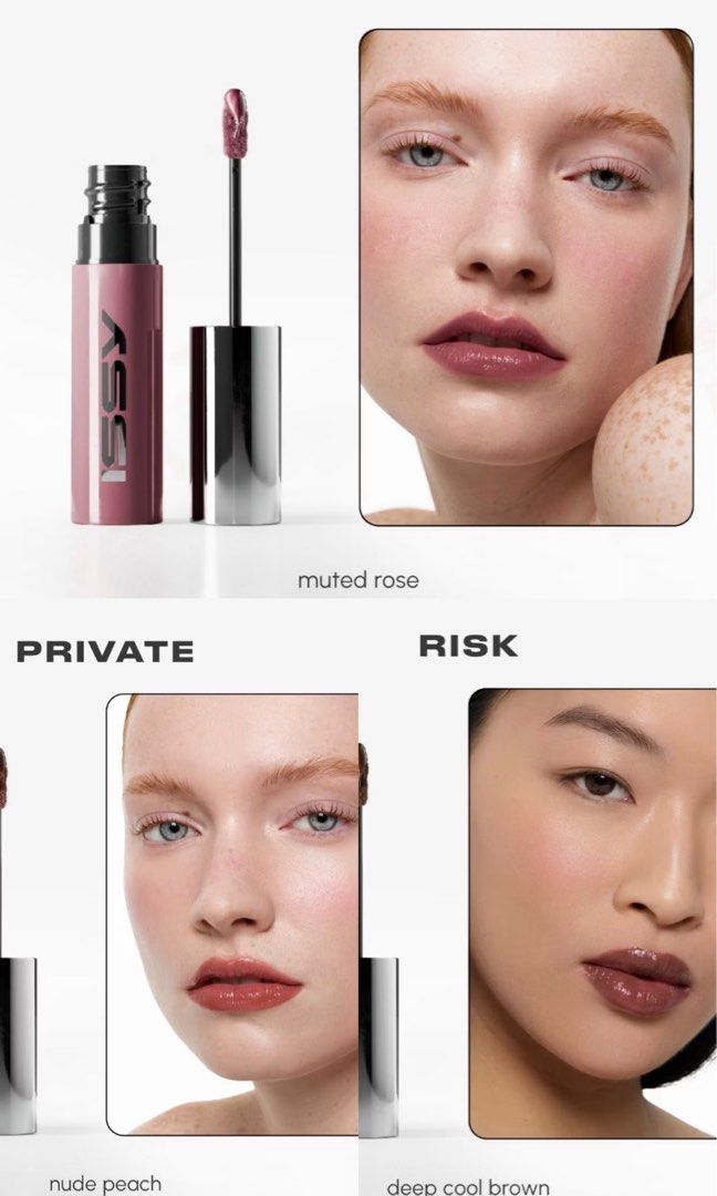 ISSY LIP LACQUER [NEW RELEASE] (Category: Makeup) located in Manila. Submitted by mjaneeeeeyy (Listing ID 1460145491, Image 2). Description: ISSY LIP LACQUER [NEW RELEASE] SRP: ₱449 SELLING: ₱255 EACH SHADES: ✨ cowgirl ✨ private ✨ risk 🌸 brand new & authentic 🌸 just opened for picture purpose only 🌸 visit my profile for other makeups & skincare available onhand 📍Tondo, Manila MOP: Gcash | Maribank | Maya | Gotyme MOD: Lalamove | Pickup | Tikt
