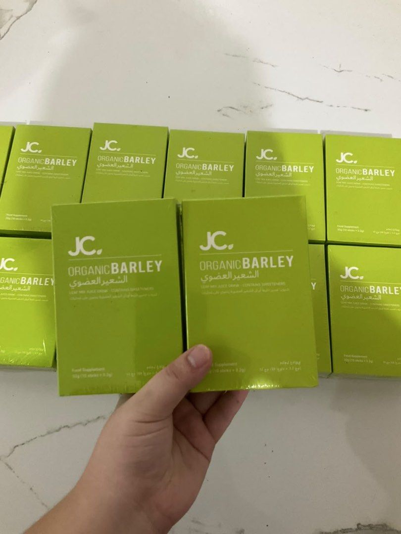 JC Organic Barley Juice Drink Boxes (10 sticks) (Category: Beverages) located in Jaen. Submitted by blaire.mayoph (Listing ID 1465935521, Image 1). Description: JC Organic Barley Juice Drink | Barley Leaf Mix | ₱350/Box Baka may naghahanap ng JC Organic Barley Juice or Barley Leaf Mix Drink. I have a few boxes available, all brand new and unopened pa, naka-original plastic wrap pa. Each box has 10 sticks, 3.2g per stick (32g total). ₱350 per box.