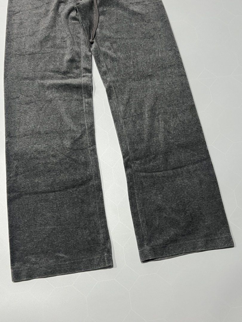 Juicy Couture Grey Velour Track Pants (Category: Joggers) located in Caloocan City. Submitted by lostarchive_55 (Listing ID 1465918135, Image 2). Description: - Brand: Juicy Couture - Color: Dark grey with pink crown and logo graphic - Size: Small (fits true to size) - Material: 80% cotton, 20% polyester velour blend - Fit: Classic relaxed fit with straight legs - Features: Adjustable drawstring waistband and hip pocket - Condition: Good pre-love