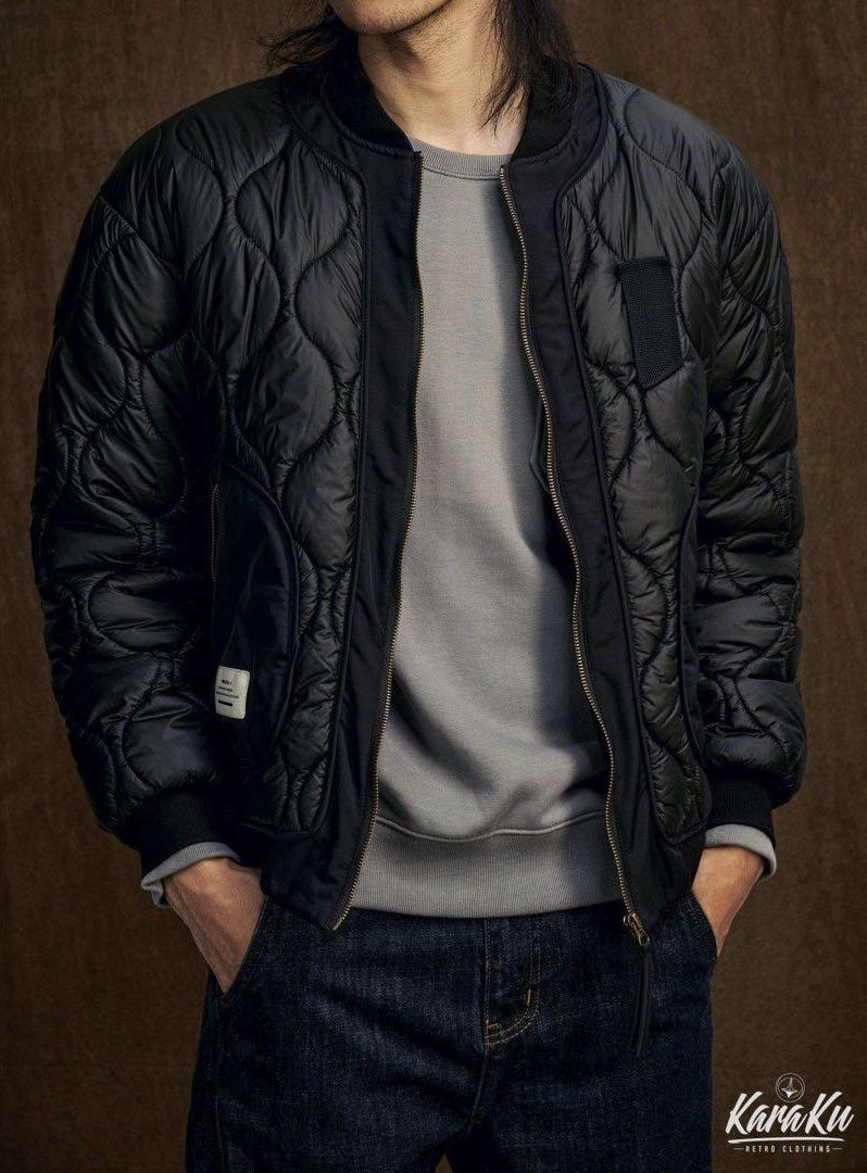 Karaku Quilted Padded Flight Jacket Large (Category: Coats, Jackets and Outerwear) located in Cainta. Submitted by mackoyclassicfinds (Listing ID 1465831412, Image 3). Description: Karaku Quilted Padded Flight Jacket Large Armpit to Armpit 24 inch Length 26 inch Shoulder 20 ½ inch Sleeve 24 inch No Issue Good as new Condition ₱1,500 + SF 📍Cainta Rizal Direct Message lang sa interesado.