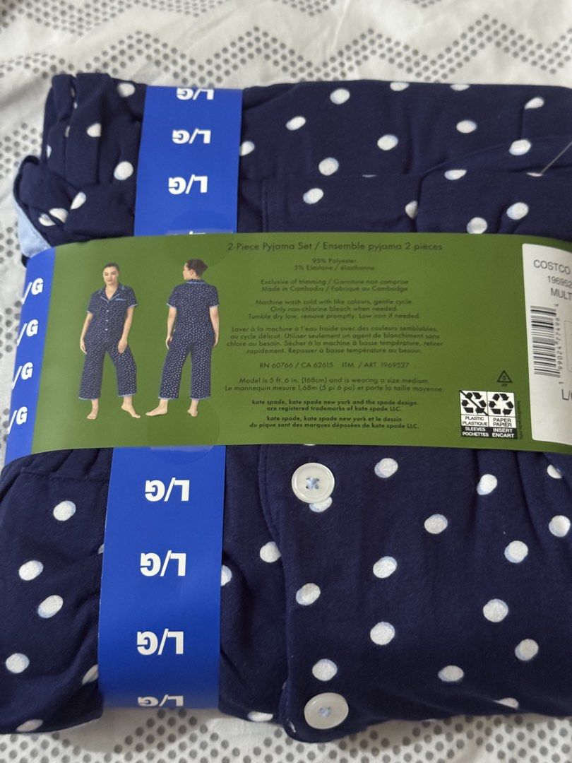 Kate Spade 2pc Pyjama Set (Category: Announcements) located in Quezon City. Submitted by branded_jo (Listing ID 1465808521, Image 2). Description: Original Kate Spade 2pc Pyjama Set Color Royal blue Large on tag Brand new Bought in Canada Lalamove Ready.