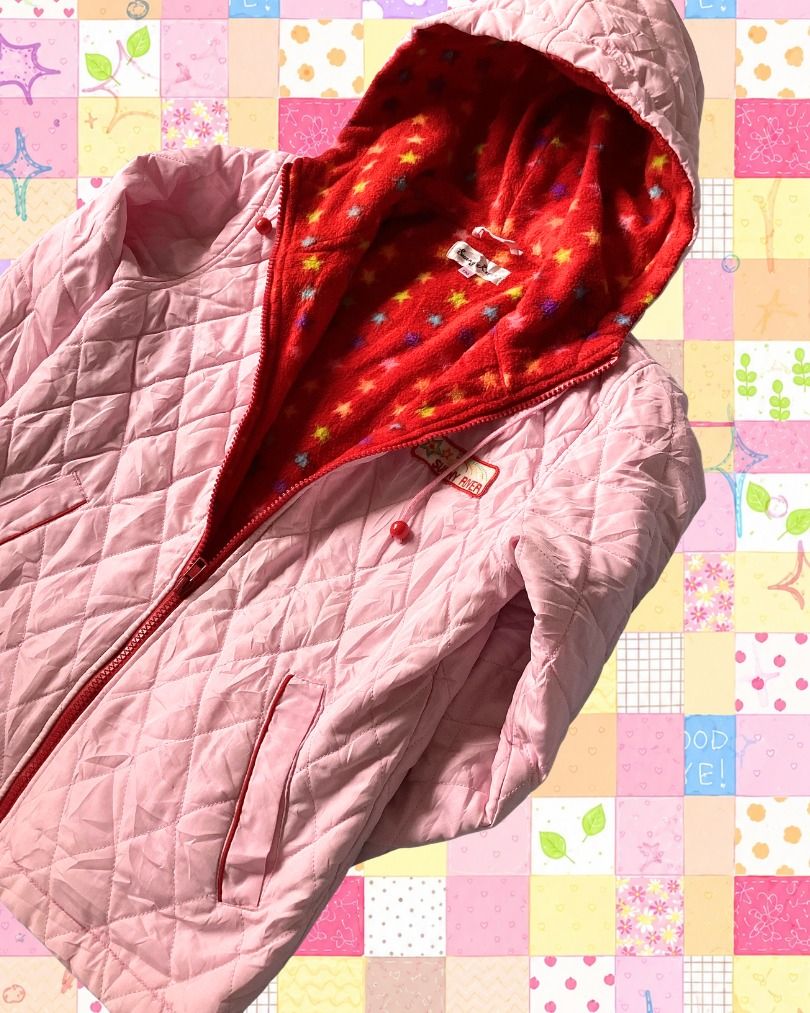 kawaii sunny river pink puffer jacket (Category: Coats, Jackets and Outerwear) located in Cavite. Submitted by 1barbiedoll (Listing ID 1465813169, Image 2). Description: fluffy red hoodie﹒♡ ᯓᡣ𐭩 small to medium.