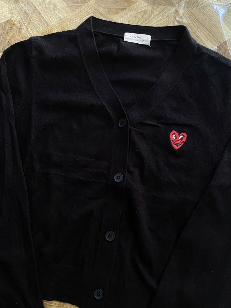 Keith Haring Black Cardigan (Category: Coats, Jackets and Outerwear) located in Davao. Submitted by workmensph (Listing ID 1460050330, Image 2). Description: Size Small 19.5” x 22” Excellent Condition .