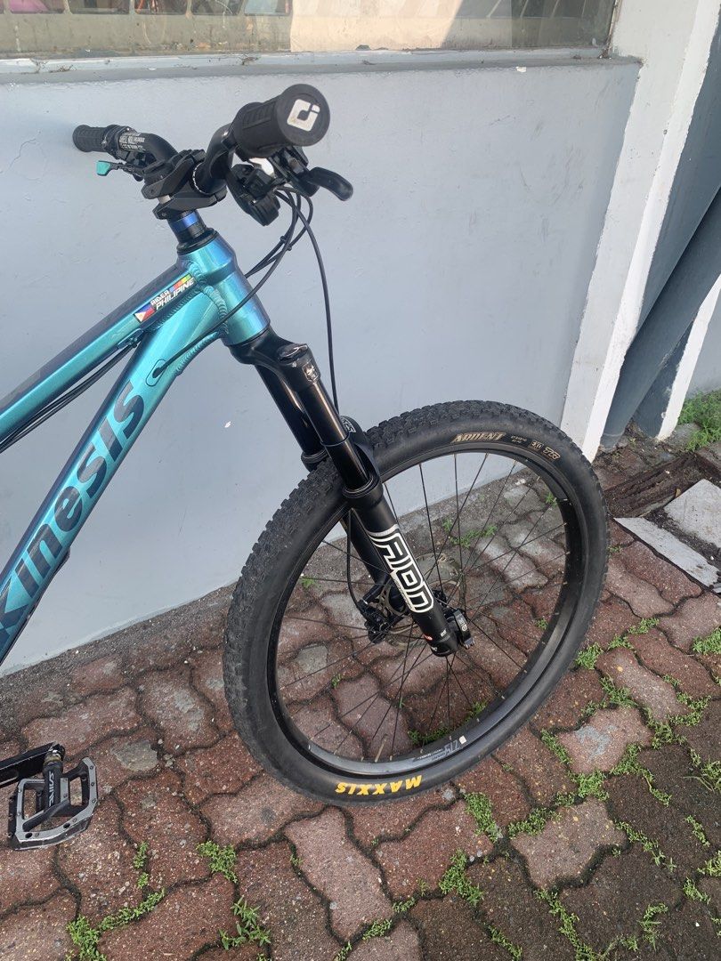 Kinesis TX329 Trail/Enduro 27.5 M (Category: Bicycles) located in Pasay City. Submitted by bhlue01 (Listing ID 1465794163, Image 1). Description: Kinesis TX329 M 27.5 nonboost Sixpack handlebar and stem, ODI grips KS Exa dropper post 150mm Suntour Aion fork (currently at 150mm) nonboost Shimano Deore Brakeset Magura rotors 180mm Shimano SLX shifter 10s Shimano Deore RD Sunrace cassette 11-46 10s Shimano chain Shimano Saint pedals E13 crankset 170