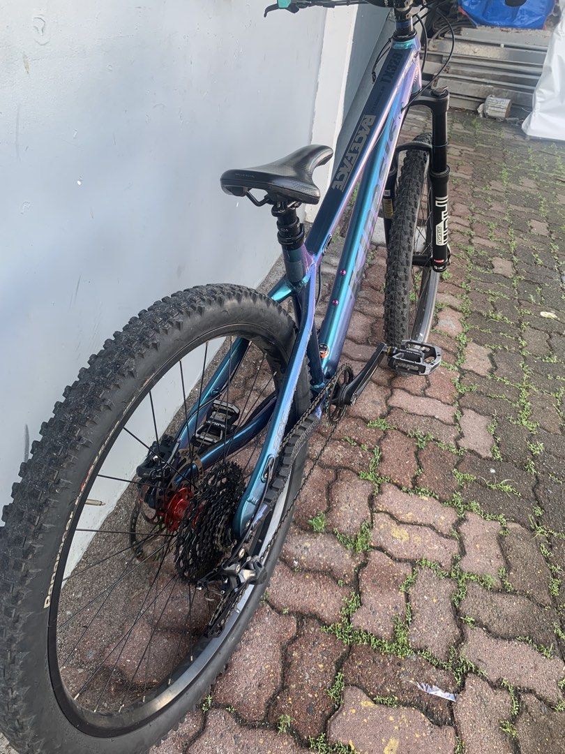Kinesis TX329 Trail/Enduro 27.5 M (Category: Bicycles) located in Pasay City. Submitted by bhlue01 (Listing ID 1465794163, Image 3). Description: Kinesis TX329 M 27.5 nonboost Sixpack handlebar and stem, ODI grips KS Exa dropper post 150mm Suntour Aion fork (currently at 150mm) nonboost Shimano Deore Brakeset Magura rotors 180mm Shimano SLX shifter 10s Shimano Deore RD Sunrace cassette 11-46 10s Shimano chain Shimano Saint pedals E13 crankset 170