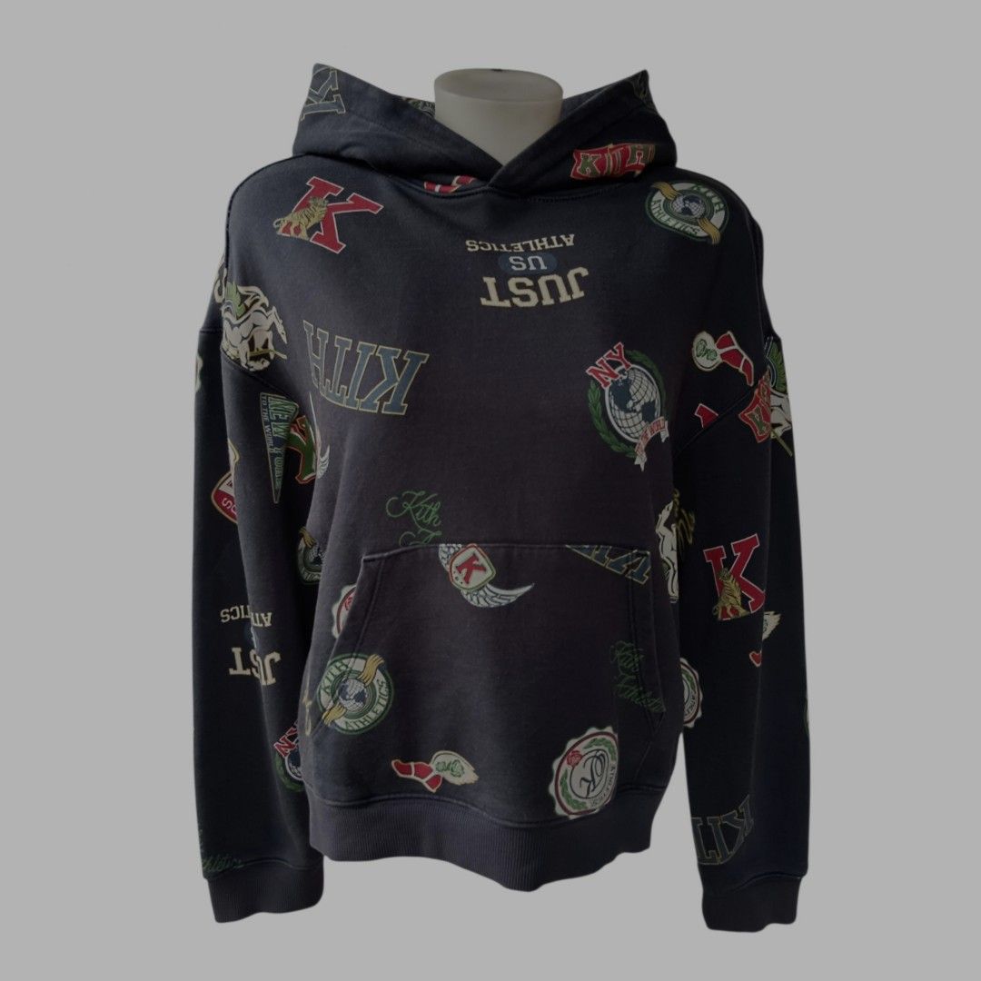 Kith multi-logo Hoodie Jacket (Category: Luxury Apparel) located in Davao. Submitted by thriftbuddy (Listing ID 1465888542, Image 2). Description: size XL (youth) width: 18.5" length: 20.5" verygood condition 8.8 colorate see photos for details still presentable to wear.