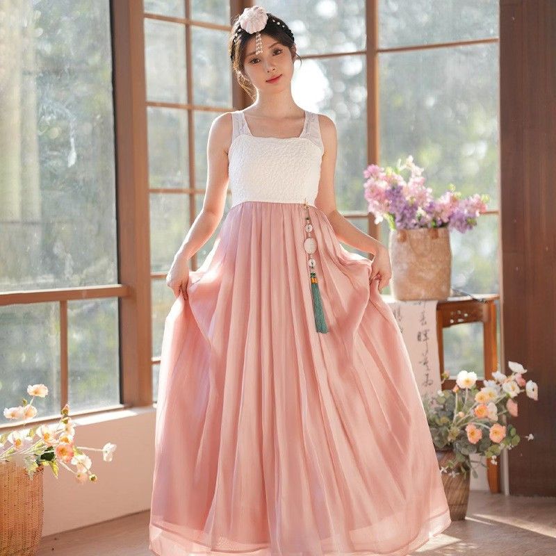Korean Hanbok Costume rent only (Category: Sets or Coordinates) located in Quezon City. Submitted by zaraaaaaahhhhhh (Listing ID 1465792452, Image 2). Description: - Pink fusion hanbok set including sheer pink wrap skirt, white jeogori top, hairpieces, and hanging ornament - Condition: Worn once, clean, and no stains “Very nice in person—much prettier when worn!” 💕 - Sizing: Fits teens or petite adults - Beautiful and elegant Korean traditional 