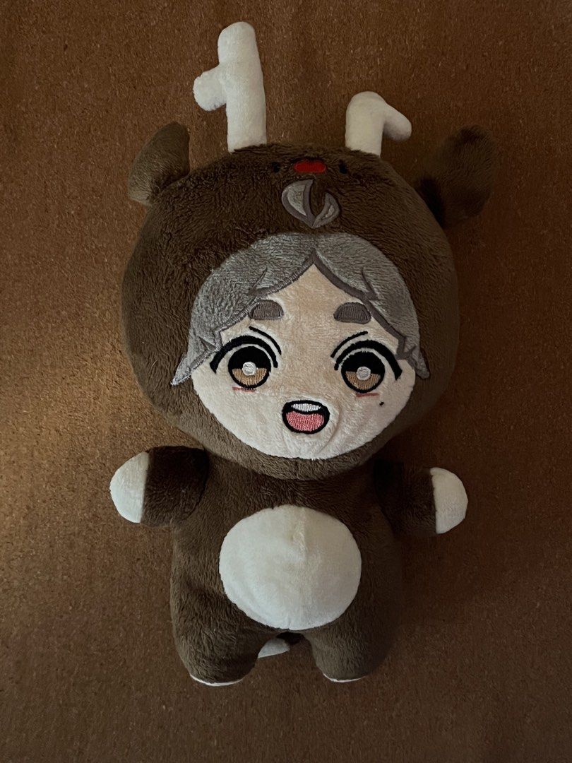 Koshi Sugawara Plush Doll Haikyuu (Category: Plushies & Soft Toys) located in Baguio. Submitted by gaara1234 (Listing ID 1465760568, Image 1). Description: - Adorable soft plush doll in a brown deer onesie - Features cute white antlers, small white tail, and white belly patch - Styled with grey hair, embroidered face details, and a cheerful open mouth expression - Fluffy, clean fabric all over for maximum cuddliness - Perfect for gifts, collector