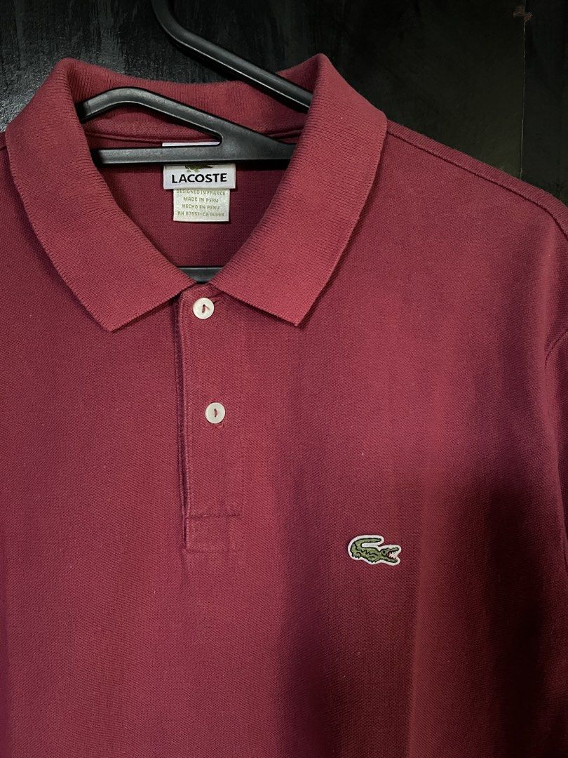 Lacoste Polo Maroon (Category: Luxury Apparel) located in Liloy. Submitted by juan2thrift (Listing ID 1465864169, Image 2). Description: Lacoste Maroon Polo 9/10 Condition 9/10 Color Rate 22x28 Good Condition.