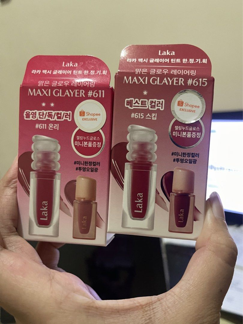 Laka Maxi Glayer Tint Sets (Category: Makeup) located in San Mateo. Submitted by ericaatolentino (Listing ID 1465885240, Image 2). Description: Brandnew Laka Maxi Glayer Tint Set Sets: - Pink Set: (Tint & Gloss) #611 Only #313 Fuzz Ring - Red Set: (Tint & Gloss) #615 Skip #317 Cherry Ring ₱350/set (gloss and tint) Mop: gcash Mod: Jnt or lalamove or grabexpress Loc: San Mateo Rizal.