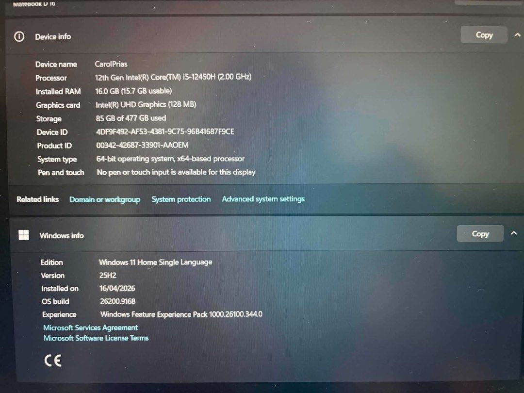 Laptop for sale (Category: Laptops & Notebooks) located in Antipolo. Submitted by caroliiinaa (Listing ID 1465823307, Image 3). Description: Wala pong gumagamit kaya bebenta nalng . Good as new see details on the picture nlng po . Thank you .