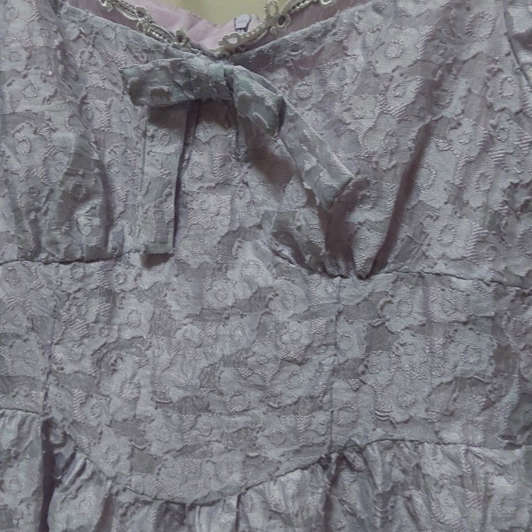 Lavender dress (Category: Dresses) located in Magarao. Submitted by cinabonthrifts (Listing ID 1465794574, Image 2). Description: Bought this sa ukay for 150, used once lng for a school roleplay Size: s-m Bust: up to 34-35 Waist: 29-30 (not stretch) Mini dress MOP: Gcash MOD: Jnt.