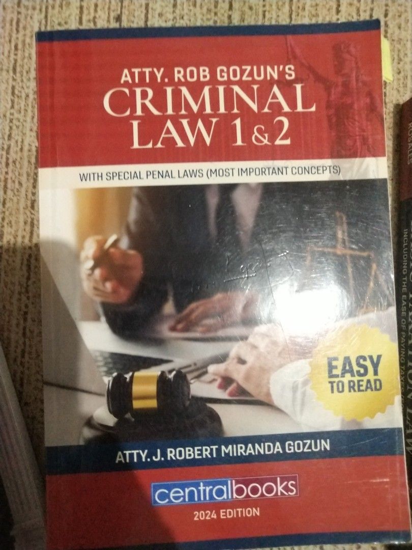 Law Books (Category: Textbooks) located in Manila. Submitted by alvin_legal74 (Listing ID 1465878651, Image 2). Description: Basic Taxation Law Criminal Law 1&2 Almost New @ P 250 each.