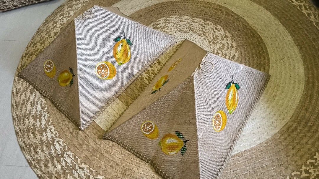 Lemon-Themed Foldable Abaca Food Cover (Category: Food Organization & Storage) located in Malabon City. Submitted by letletolmilla (Listing ID 1465914725, Image 1). Description: ‼️Food cover are on hand ‼️ If with lemon design, 2-3 days waiting time via flash express courier.