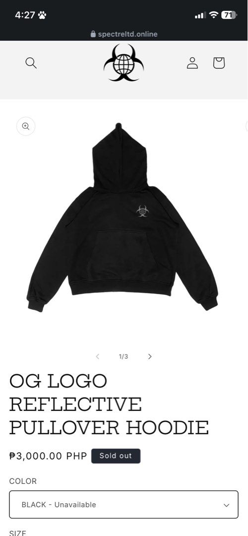 lf: spectre og logo reflective pullover hoodie (Category: Coats, Jackets and Outerwear) located in Baliuag. Submitted by br0kebaddieng (Listing ID 1465845465, Image 1). Description: willing to offer.
