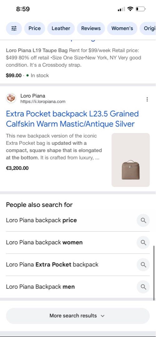 Loro Piana (Category: Luxury Bags & Wallets) located in Roxas City. Submitted by lynngreyartillero (Listing ID 1465804254, Image 2). Description: Gandaaaa nito Loro Piana backpack rare with itikita 🤍🤍🤍💚💚💚 Pinaka sign of used is rubs only sa sides💚💚 Pls manage your expectations still preloved items po 💚💚 Pm sa offer free sf 💚💚.