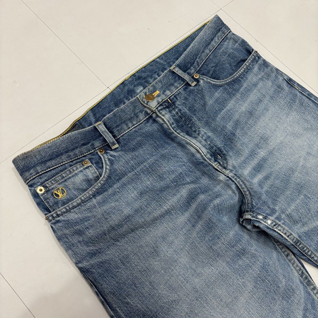 Louis Vuitton Distressed Jeans (Category: Jeans) located in Makati City. Submitted by bzspr (Listing ID 1465872957, Image 3). Description: Louis Vuitton Distressed Jeans Waist 36-37 inches Length 41.5 inches Leg Opening 7.5 inches Authentic Flaw: No zipper puller; zipper still working Bleed on brand tab at the back.