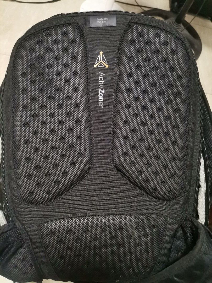 Lowepro ProTactic 350 AW Camera Backpack (Category: Camera Bags & Carriers) located in Makati City. Submitted by kookybearsstuff (Listing ID 1465813259, Image 1). Description: - Model: Lowepro ProTactic 350 AW Camera Backpack (Black) - Comfort: ActivZone mesh back panel for all-day shooting comfort - Customization: Fully adjustable interior dividers to fit your gear securely - Exterior: MOLLE-compatible attachment loops for extra gear - Storage: 