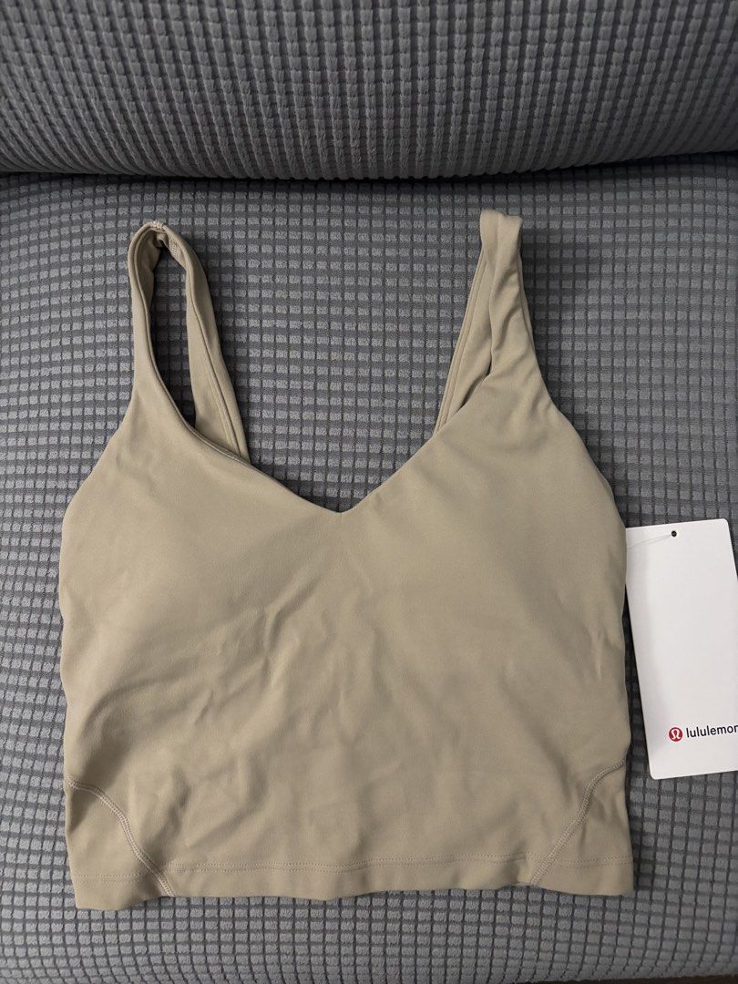 Lululemon Align Tank Size 2 bra top (Category: Sleeveless) located in Quezon City. Submitted by mpgs18 (Listing ID 1465945677, Image 1). Description: RFS: gifted to me ETA from Canada: Oct 25, 2026 - Brand: Lululemon - Style: Align Tank Top - Color: Smoked Oak - Condition: Brand new with original tags attached (BNWT) - Fabric: Buttery-soft Nulu™ - Features: Built-in shelf bra with removable cups, cropped length, tight fit - Retail Price: $68 - Gu