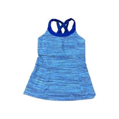 Lululemon Blue Space Dye Tank Top With Strappy Back (Category: Activewear) located in Manila. Submitted by lovelypreloved1497 (Listing ID 1465898903, Image 2). Description: - Brand: Lululemon - size : 4 fits small up to medium - Color: Blue space dye with vibrant aqua lining - Support: Built-in bra with striking royal blue criss-cross back straps - Material: Soft, stretchy performance fabric ideal for workouts - Design: Flattering racerback - Con