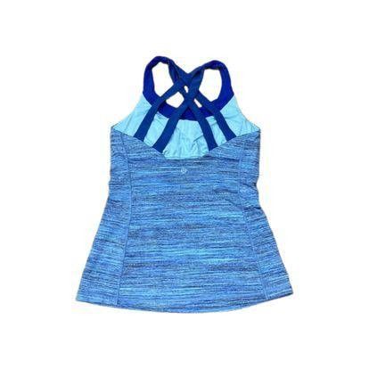 Lululemon Blue Space Dye Tank Top With Strappy Back (Category: Activewear) located in Manila. Submitted by lovelypreloved1497 (Listing ID 1465898903, Image 3). Description: - Brand: Lululemon - size : 4 fits small up to medium - Color: Blue space dye with vibrant aqua lining - Support: Built-in bra with striking royal blue criss-cross back straps - Material: Soft, stretchy performance fabric ideal for workouts - Design: Flattering racerback - Con