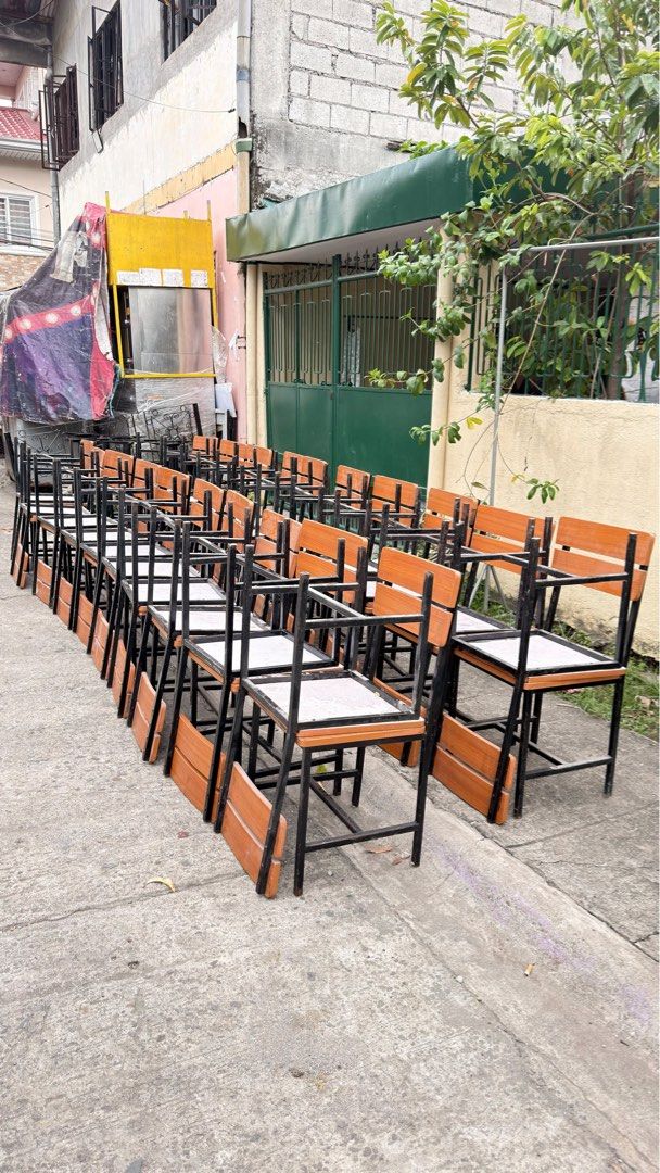 Mang Inasal Pull Out‼️ 2 Seaters Dining Table with 2pcs Chairs (Category: Tables & Sets) located in Manila. Submitted by marquezpa52205 (Listing ID 1465771312, Image 3). Description: - Set includes: Square wooden table and matching chairs with black metal frames - Finish: Light wood grain tabletop - Build: Sturdy cross-base legs for tables and solid four-legged bases for chairs - Condition: Clean surfaces, solid construction, and ready for daily 