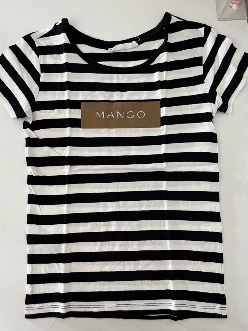 MANGO Black and White Striped T-Shirt (Category: Shirts) located in Cavite. Submitted by ysieunz (Listing ID 1465832640, Image 1). Description: size: xs-small disclaimer: all clothes are preloved but still in good-as-new condition and were only used 1–2 times. the color may vary due to lighting, but all details will be stated in the description. 📍 General Trias, Cavite 💰 GCash/Maya 🚚 JNT/SDD/Meet Up.