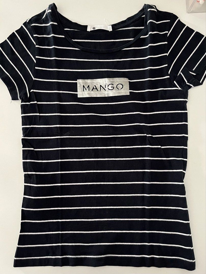 MANGO Blue and White Striped T-shirt (Category: Shirts) located in Cavite. Submitted by ysieunz (Listing ID 1465832636, Image 1). Description: size: xs-small color: navy blue with white stripes disclaimer: all clothes are preloved but still in good-as-new condition and were only used 1–2 times. the color may vary due to lighting, but all details will be stated in the description. 📍 General Trias, Cavite 💰 GCash/Maya 🚚 JNT/SDD/Meet Up.