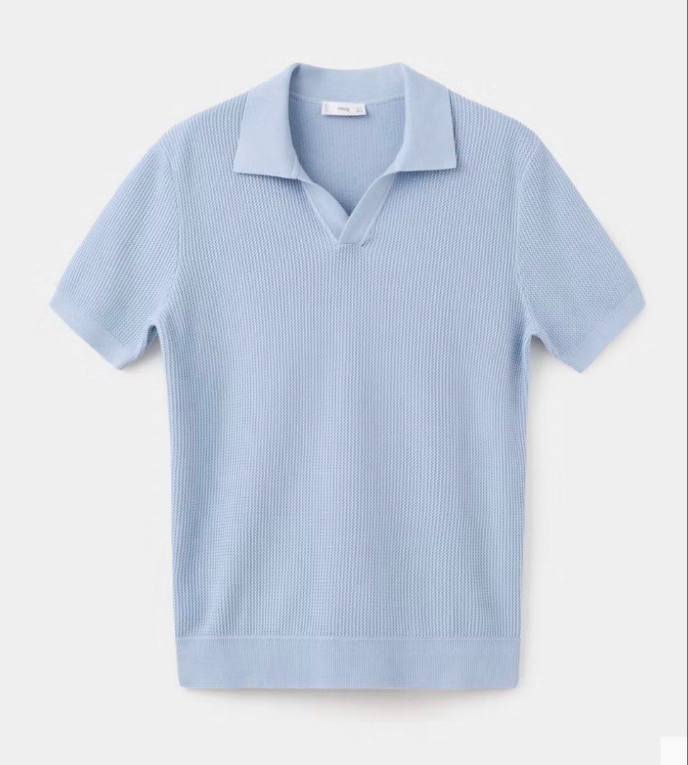 MANGO MAN Light Blue Knit Polo Shirt (Category: Tshirts & Polo Shirts ) located in Quezon City. Submitted by wearhouze (Listing ID 1465895966, Image 3). Description: Used once in Like New condition Bought for 3,295 20x28.
