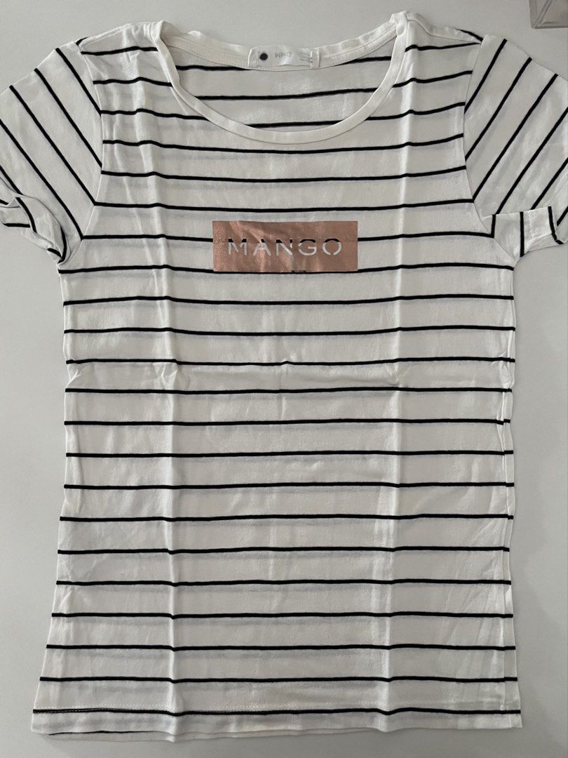 MANGO Striped T-Shirt (Category: Shirts) located in Cavite. Submitted by ysieunz (Listing ID 1465832639, Image 1). Description: size: xs-small color: white with black stripes disclaimer: all clothes are preloved but still in good-as-new condition and were only used 1–2 times. the color may vary due to lighting, but all details will be stated in the description. 📍 General Trias, Cavite 💰 GCash/Maya 🚚 JNT/SDD/Meet Up.