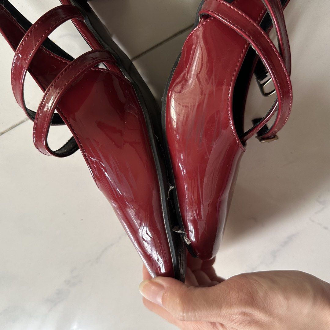 Maroon Red Mary Janes Kitten Heels Slingback (Category: Heels) located in Cainta. Submitted by tooonico (Listing ID 1465832116, Image 3). Description: RFS: Decluttering MOP: GCash/Maya/Maribank/UB .