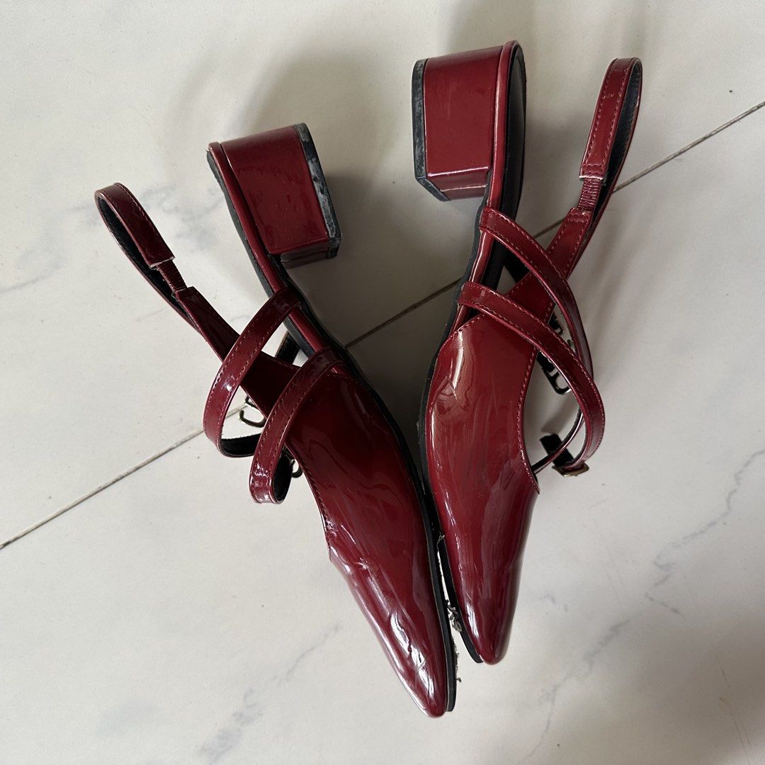 Maroon Red Mary Janes Kitten Heels Slingback (Category: Heels) located in Cainta. Submitted by tooonico (Listing ID 1465832116, Image 2). Description: RFS: Decluttering MOP: GCash/Maya/Maribank/UB .