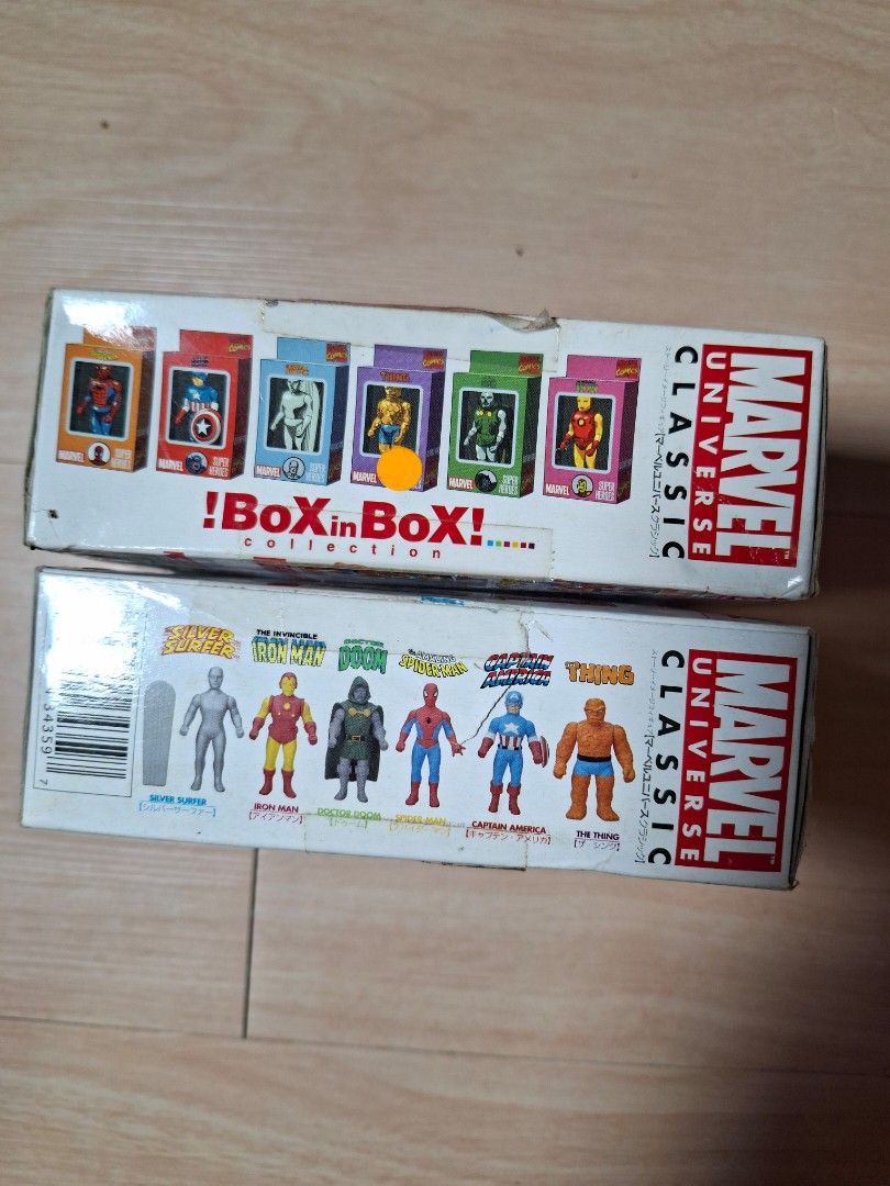 Marvel Universe Classic Box in Box Figures Silver Surfer Thing (Category: Figurines & Statues) located in Baguio. Submitted by restyrille77846 (Listing ID 1465886854, Image 3). Description: - Authentic Yamato Marvel Universe Classic figures - Includes Silver Surfer with surfboard (blue box) - Includes The Thing (purple box) - Comes with original packaging for both figures - Includes two additional outer display boxes as seen in photos - Great add
