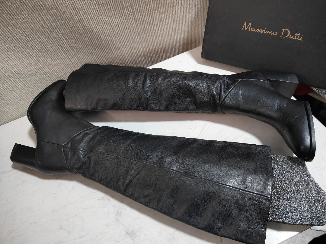 Massimo Dutti Black Boots EU 35 | MD-996996288538 (Category: Boots) located in Paranaque City. Submitted by silverphoenix.00302e (Listing ID 1465817596, Image 2). Description: Massimo Dutti Black Boots EU 35. Upper: cow leather. Lining: cow leather, sheep leather, polyester. Sole: rubber. Heel height: 7.5 cm. Boot height: 51 cm. Reference: MD-996996288538..