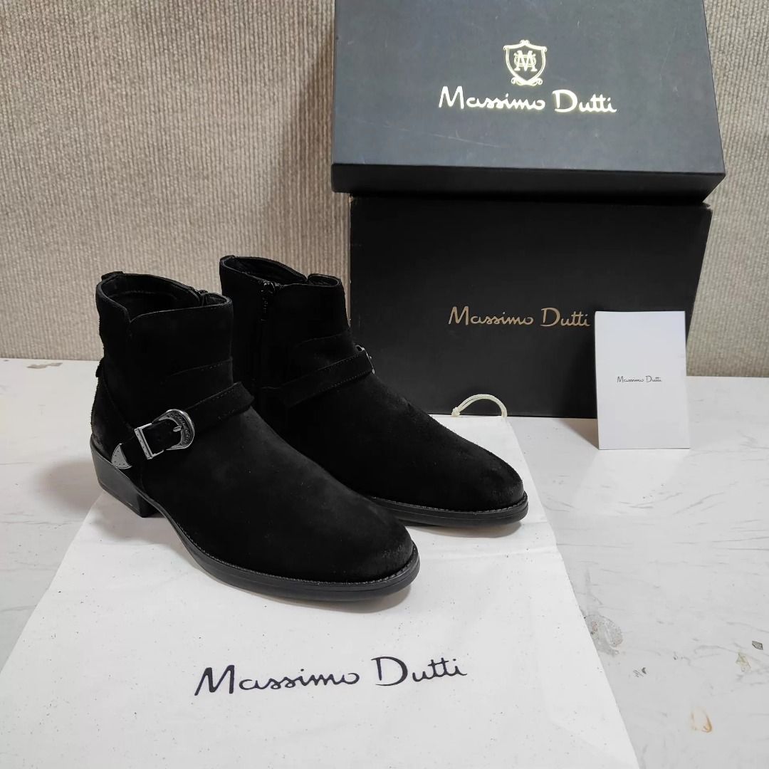 Massimo Dutti Boots EU 38 | MD-896790419525 (Category: Boots) located in Paranaque City. Submitted by silverphoenix.00302e (Listing ID 1465807786, Image 1). Description: Massimo Dutti Boots EU 38. Upper: cow leather. Lining: sheep leather, polyester. Sole: rubber. Heel height: 4 cm. Boot height: 16 cm. Condition: light soiling on the suede; try-on marks on the outsole. Please review the photos for the exact condition. Reference: MD-896790419525..