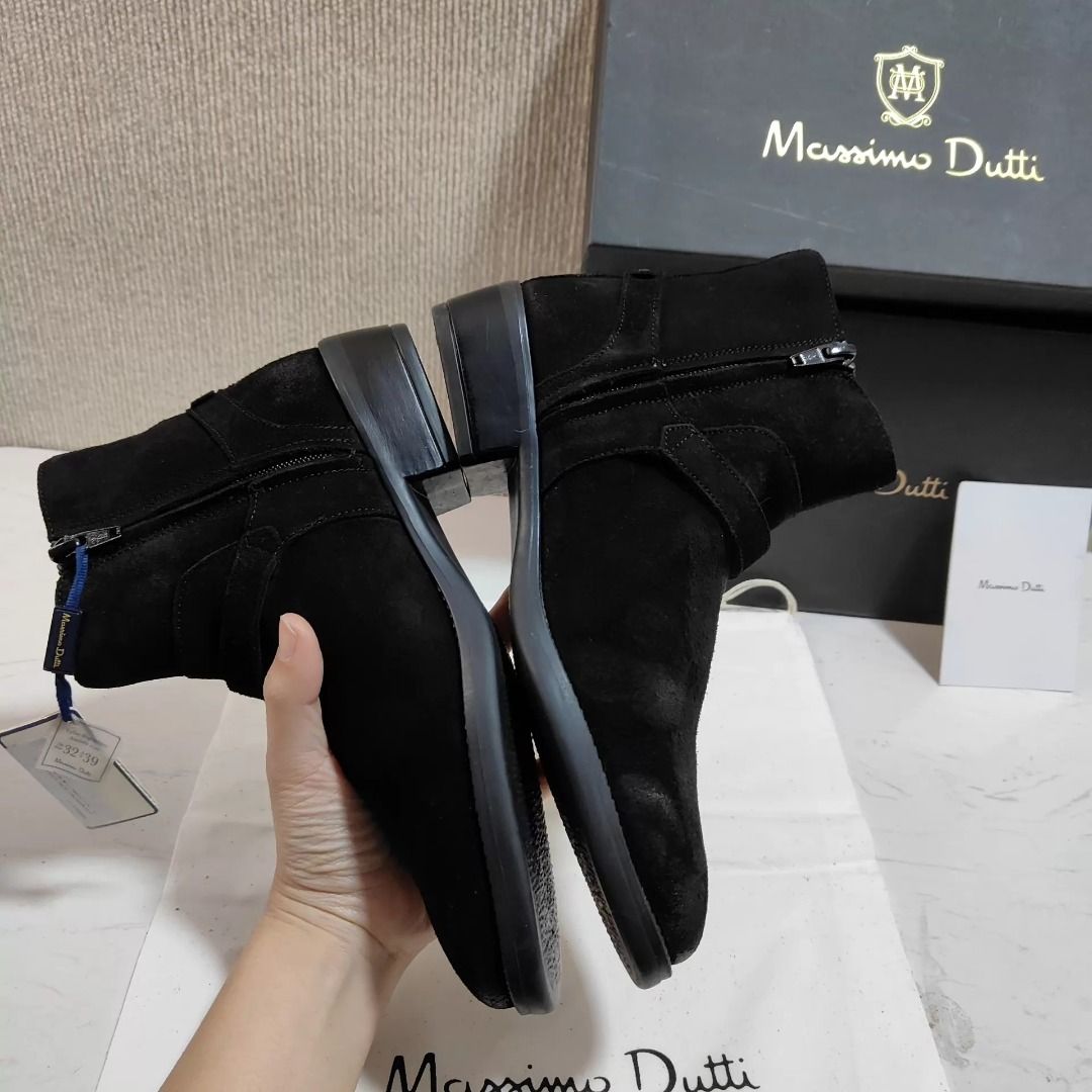 Massimo Dutti Boots EU 38 | MD-896790419525 (Category: Boots) located in Paranaque City. Submitted by silverphoenix.00302e (Listing ID 1465807786, Image 3). Description: Massimo Dutti Boots EU 38. Upper: cow leather. Lining: sheep leather, polyester. Sole: rubber. Heel height: 4 cm. Boot height: 16 cm. Condition: light soiling on the suede; try-on marks on the outsole. Please review the photos for the exact condition. Reference: MD-896790419525..