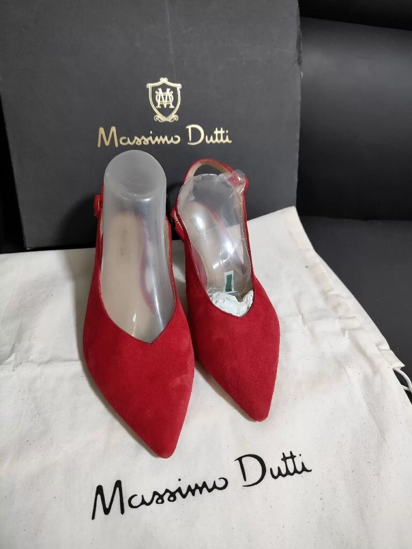 Massimo Dutti Red Pumps EU 36/41 | MD-855330560261 (Category: Heels) located in Paranaque City. Submitted by silverphoenix.00302e (Listing ID 1465783589, Image 1). Description: Massimo Dutti Red Pumps EU 36/41. Upper: goat leather. Lining: sheep leather. Sole: recycled leather and plastic. Condition: light soiling on the suede; try-on marks on the outsole. Please review the photos for the exact condition. Reference: MD-855330560261..