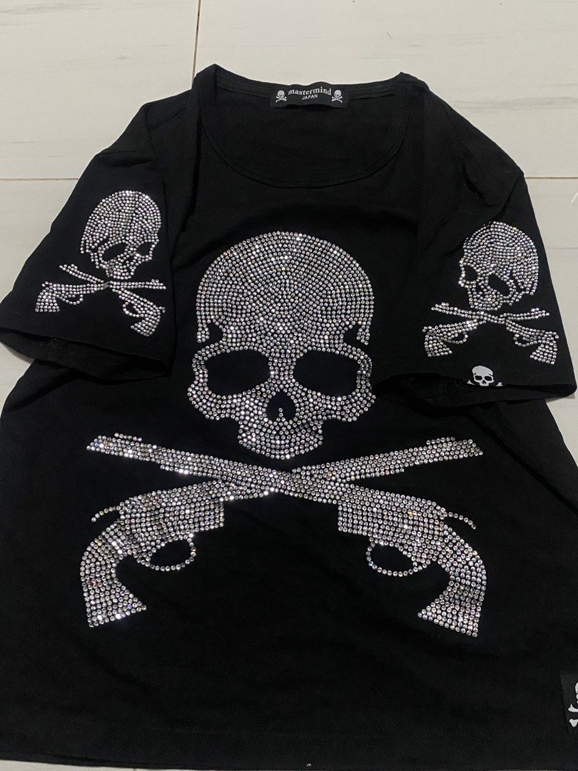 Mastermind Japan Skull Rhinestone Tee (Category: Shirts) located in Manila. Submitted by morsgotthrift (Listing ID 1465926091, Image 3). Description: Mastermind Japan Skull Rhinestone Authentic Width - 17 Length - 20 No issue Complete rhinestone 800+sf.