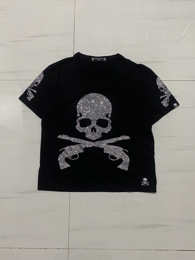 Mastermind Japan Skull Rhinestone Tee (Category: Shirts) located in Manila. Submitted by morsgotthrift (Listing ID 1465926091, Image 1). Description: Mastermind Japan Skull Rhinestone Authentic Width - 17 Length - 20 No issue Complete rhinestone 800+sf.