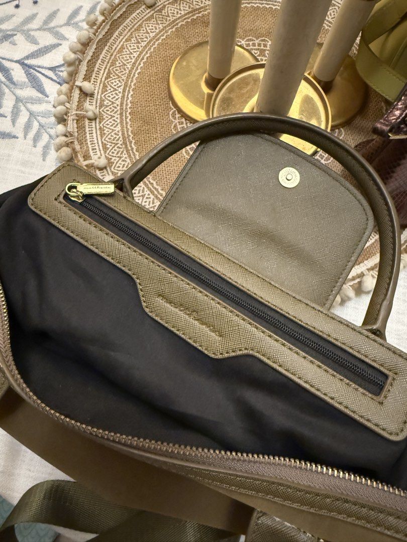 Matthews Olive Green Top Handle Bag with Strap (Category: Luxury Bags & Wallets) located in Quezon City. Submitted by cndcvrtc (Listing ID 1465945521, Image 3). Description: - Brand: Matthews - Color: Versatile olive green (neutral earth tone) - Material: Durable nylon with Saffiano textured flap - Hardware: Elegant gold-toned accents throughout - Closure: Gold-toned snap button flap and secure zip top opening - Straps: Dual top handles + matchin