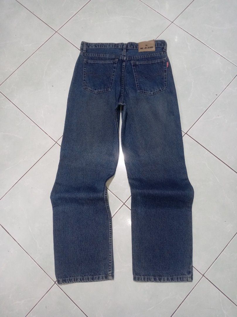 MC-JO Jeans Blue Denim Pants (Category: Jeans) located in Nagcarlan. Submitted by asd0606 (Listing ID 1465848311, Image 2). Description: - Brand: MC-JO Jeans - Color: Classic Blue - Fit: Relaxed straight leg with stylish knee panel stitching - Details: Branded waist button, tan leather back patch, and iconic red tab - Pockets: Standard 5-pocket styling - Material: Durable, high-quality cotton denim.