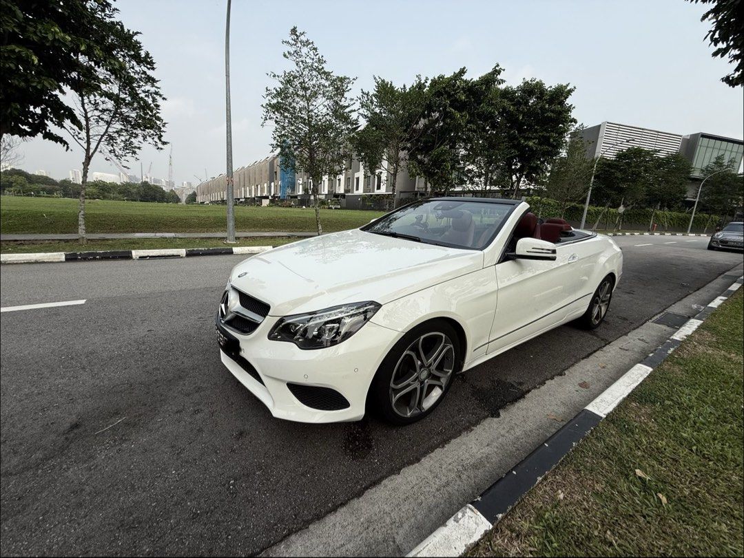 Mercedes-Benz E-Class Cabriolet 2013 E250 CGI Sport (A) (Category: Used Cars) located in Singapore. Submitted by ivanyu8 (Listing ID 1465790815, Image 2). Description: Mercedes E250 Cabriolet Convertible | COE Nov 2034 | 5888 Golden Carplate White / Red Interior / 2.0 Turbo / Mileage 140612 km / COE till 25 Nov 2034 / 5888 number included / Direct Owner.